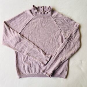 Free People Lavender Ruffle Mock Neck Sweater